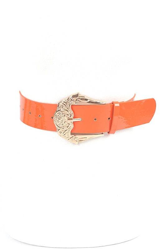 Motif Embossed Buckle Patent Faux Leather Belt - Shop Style & More | Fresh Looks, Everyday Deals & Free Shipping