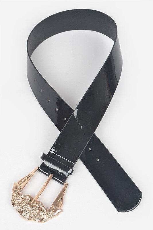 Motif Embossed Buckle Patent Faux Leather Belt - Shop Style & More | Fresh Looks, Everyday Deals & Free Shipping