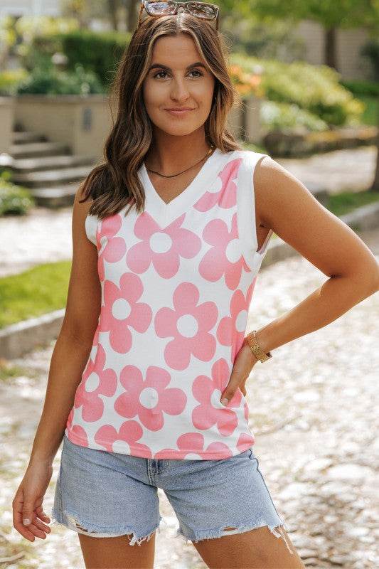 Andi Flower Knitted V Neck Tank Top - Shop Style & More | Fresh Looks, Everyday Deals & Free Shipping