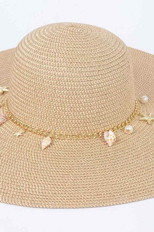 Shell And Pearl Mix Charm Floppy Sun Hat - Shop Style & More | Fresh Looks, Everyday Deals & Free Shipping