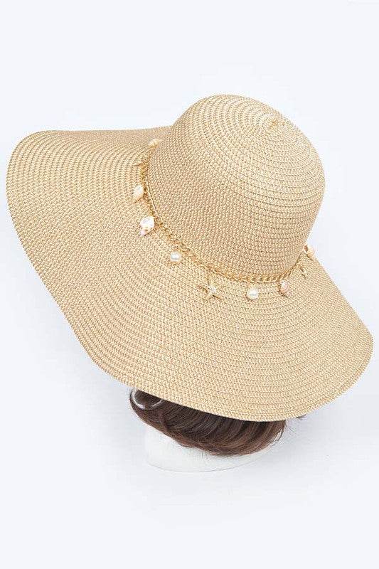 Shell And Pearl Mix Charm Floppy Sun Hat - Shop Style & More | Fresh Looks, Everyday Deals & Free Shipping