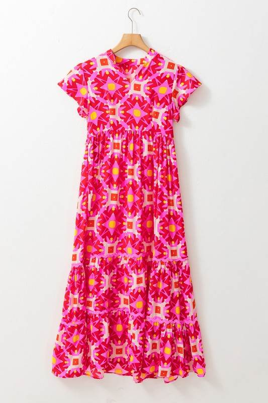 Women Strawberry Geo Print V-neck Maxi Dress - Shop Style & More | Fresh Looks, Everyday Deals & Free Shipping