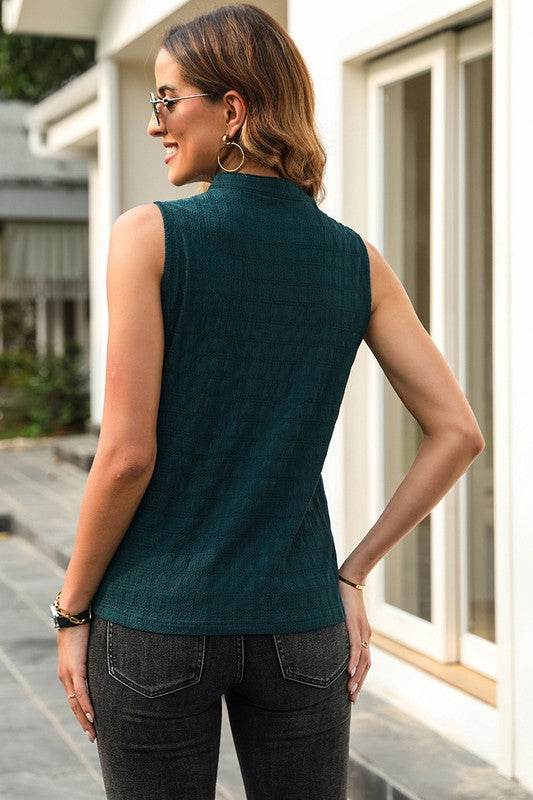 Women Lattice Textured Split Neck Tank Top - Shop Style & More | Fresh Looks, Everyday Deals & Free Shipping