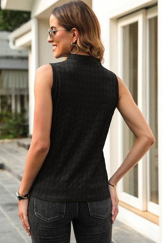Women Lattice Textured Split Neck Tank Top - Shop Style & More | Fresh Looks, Everyday Deals & Free Shipping