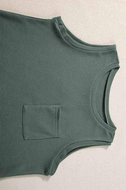 Knit Patched Pocket Tank and Drawstring Shorts Set - Shop Style & More | Fresh Looks, Everyday Deals & Free Shipping