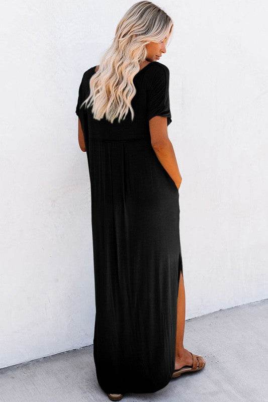 Women Hidden Pocket Splits Maxi T-shirt Dress - Shop Style & More | Fresh Looks, Everyday Deals & Free Shipping