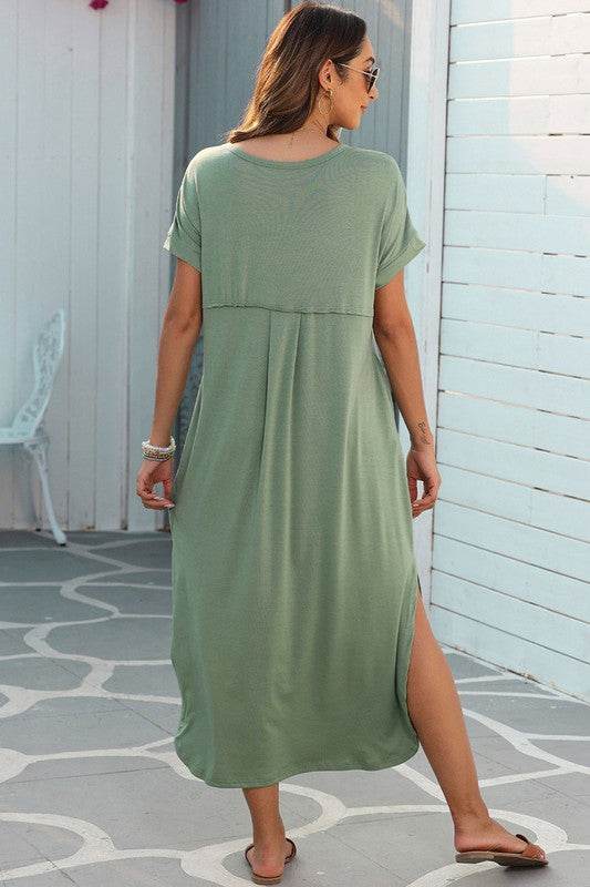 Women Hidden Pocket Splits Maxi T-shirt Dress - Shop Style & More | Fresh Looks, Everyday Deals & Free Shipping