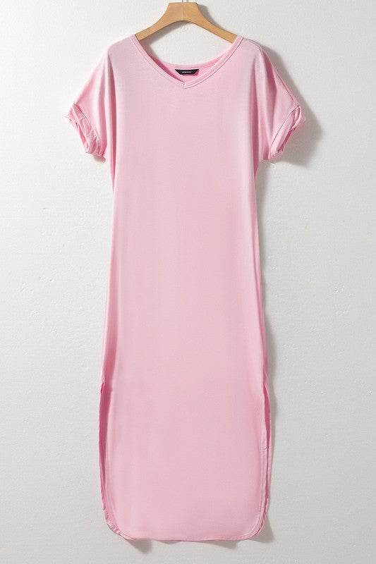 Women Hidden Pocket Splits Maxi T-shirt Dress - Shop Style & More | Fresh Looks, Everyday Deals & Free Shipping