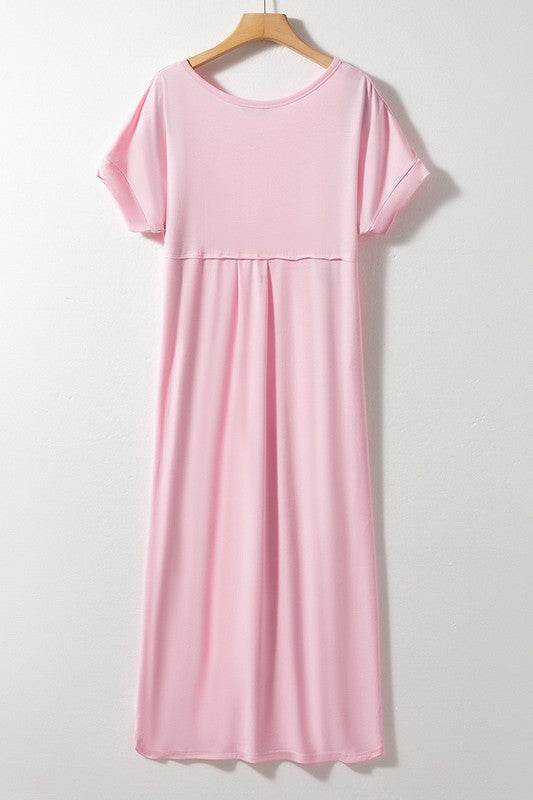 Women Hidden Pocket Splits Maxi T-shirt Dress - Shop Style & More | Fresh Looks, Everyday Deals & Free Shipping