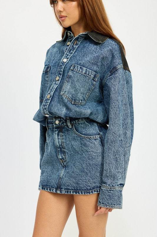 BUTTON UP DENIM MINI DRESS - Shop Style & More | Fresh Looks, Everyday Deals & Free Shipping