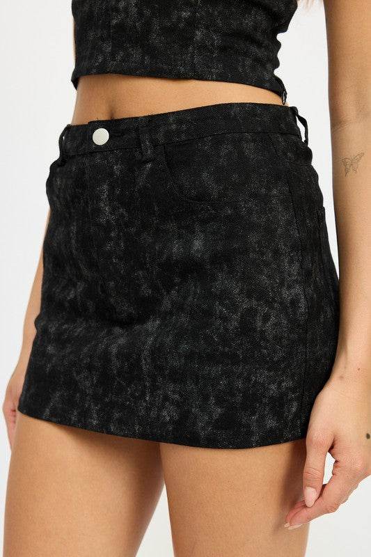 WASHED DENIM PRINT MINI SKIRT - Shop Style & More | Fresh Looks, Everyday Deals & Free Shipping