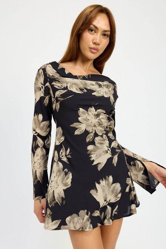 COWL NECK MINI FLARE DRESS WITH OPEN BACK - Shop Style & More | Fresh Looks, Everyday Deals & Free Shipping