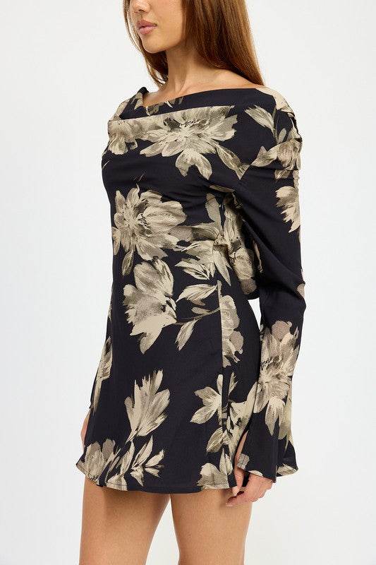 COWL NECK MINI FLARE DRESS WITH OPEN BACK - Shop Style & More | Fresh Looks, Everyday Deals & Free Shipping