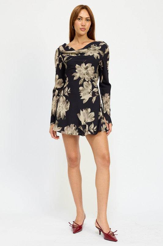 COWL NECK MINI FLARE DRESS WITH OPEN BACK - Shop Style & More | Fresh Looks, Everyday Deals & Free Shipping