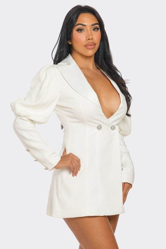 Ivory Puff Sleeve Blazer Dress - Shop Style & More | Fresh Looks, Everyday Deals & Free Shipping