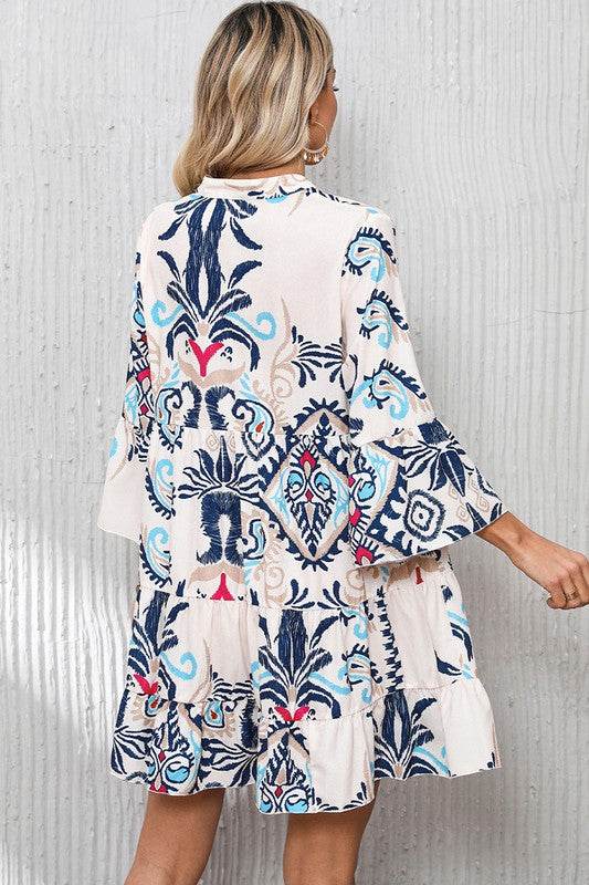 Women Print Bracelet Sleeve Buttoned Mini Dress - Shop Style & More | Fresh Looks, Everyday Deals & Free Shipping