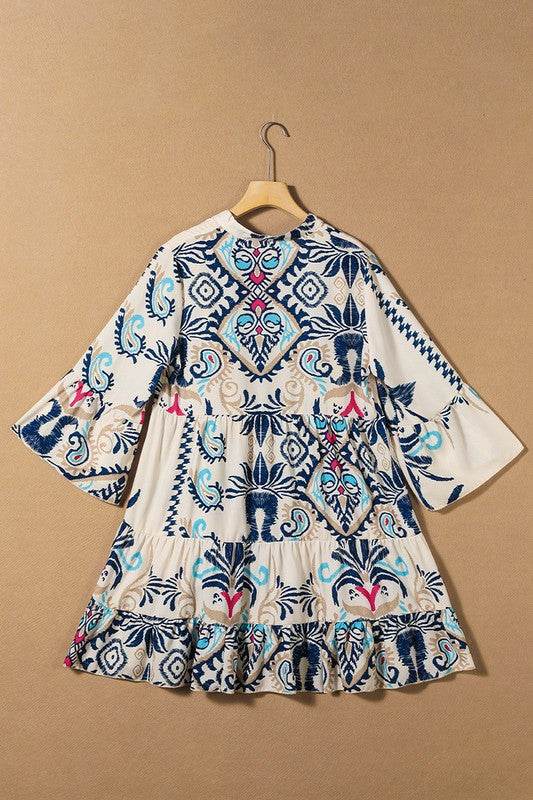 Women Print Bracelet Sleeve Buttoned Mini Dress - Shop Style & More | Fresh Looks, Everyday Deals & Free Shipping