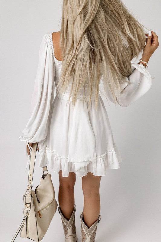 Women Ruffled High Waist Square Neck Mini Dress - Shop Style & More | Fresh Looks, Everyday Deals & Free Shipping