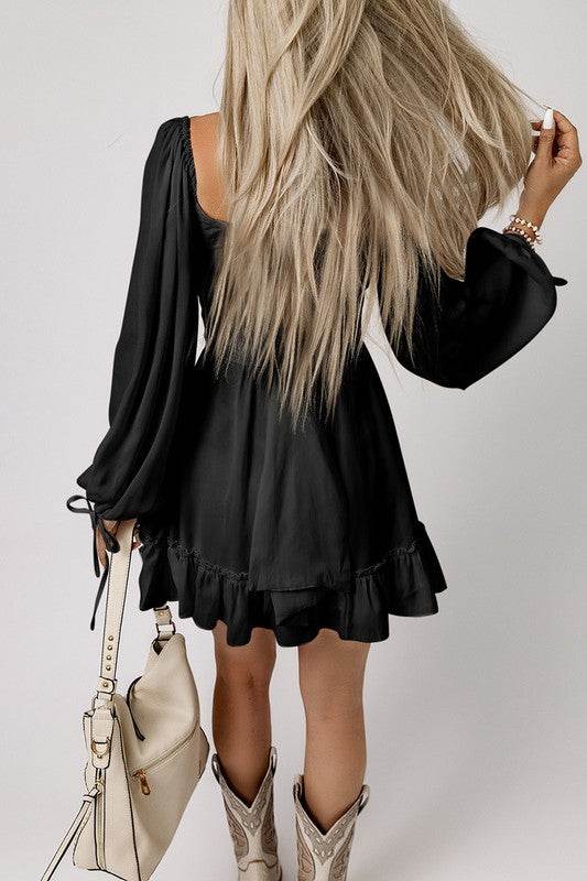 Women Ruffled High Waist Square Neck Mini Dress - Shop Style & More | Fresh Looks, Everyday Deals & Free Shipping