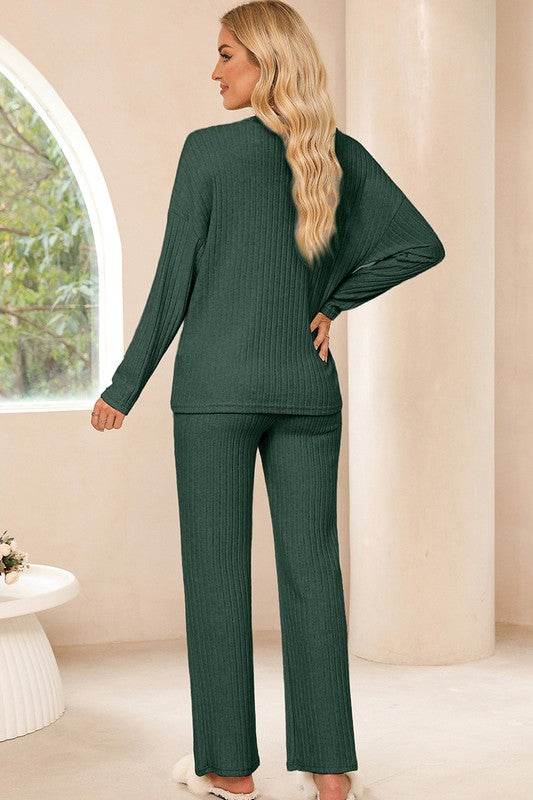 Women Ribbed Knit V Neck Slouchy Two-piece Outfit - Shop Style & More | Fresh Looks, Everyday Deals & Free Shipping