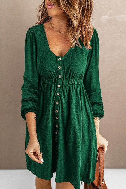 Women Button Up High Waist Long Sleeve Dress - Shop Style & More | Fresh Looks, Everyday Deals & Free Shipping