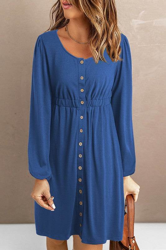 Women Button Up High Waist Long Sleeve Dress - Shop Style & More | Fresh Looks, Everyday Deals & Free Shipping