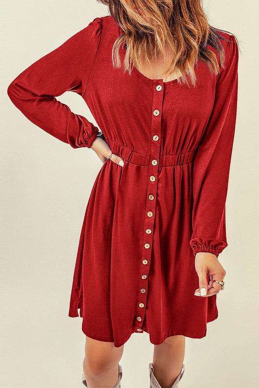 Women Button Up High Waist Long Sleeve Dress - Shop Style & More | Fresh Looks, Everyday Deals & Free Shipping