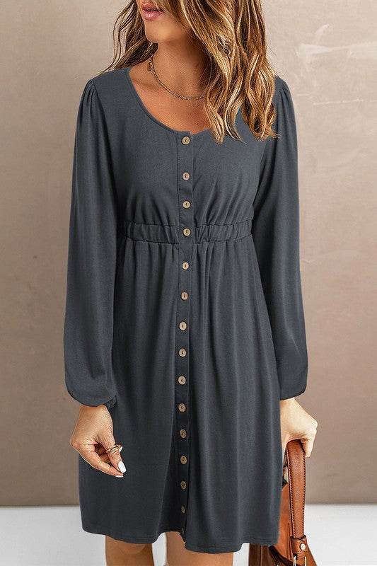 Women Button Up High Waist Long Sleeve Dress - Shop Style & More | Fresh Looks, Everyday Deals & Free Shipping