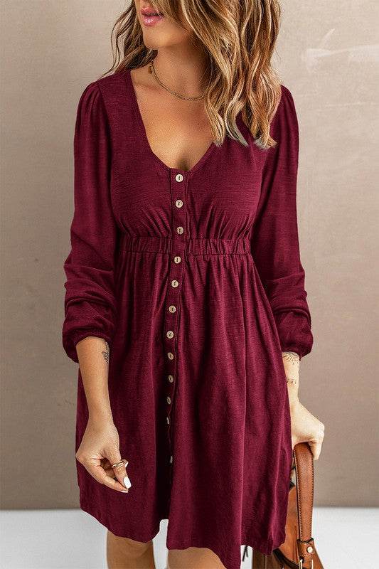 Women Button Up High Waist Long Sleeve Dress - Shop Style & More | Fresh Looks, Everyday Deals & Free Shipping