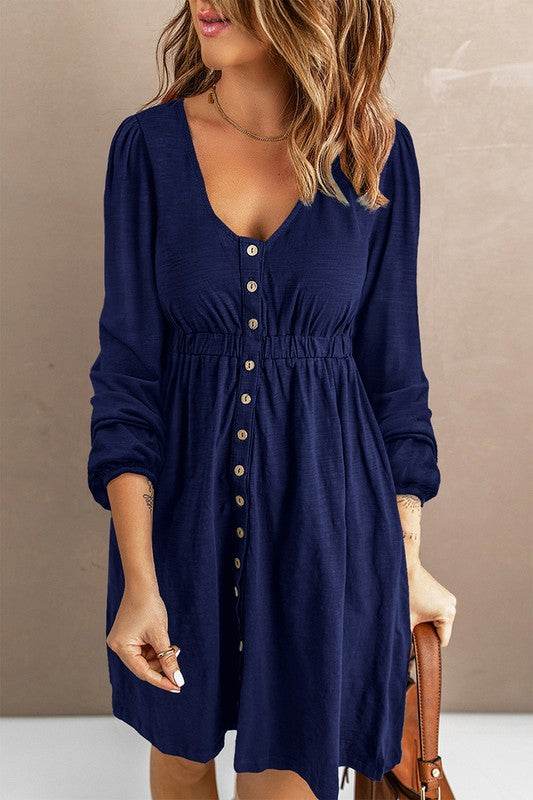 Women Button Up High Waist Long Sleeve Dress - Shop Style & More | Fresh Looks, Everyday Deals & Free Shipping