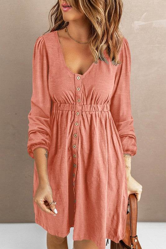 Women Button Up High Waist Long Sleeve Dress - Shop Style & More | Fresh Looks, Everyday Deals & Free Shipping