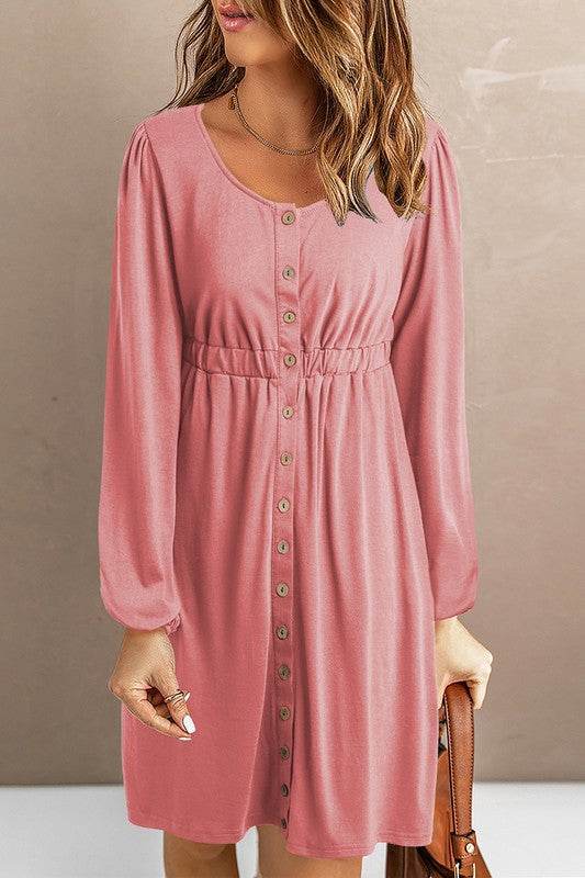 Women Button Up High Waist Long Sleeve Dress - Shop Style & More | Fresh Looks, Everyday Deals & Free Shipping