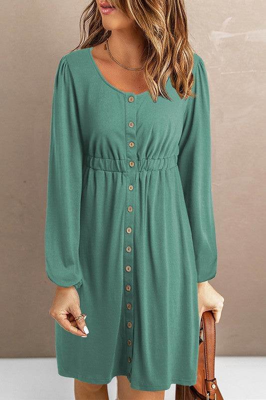 Women Button Up High Waist Long Sleeve Dress - Shop Style & More | Fresh Looks, Everyday Deals & Free Shipping