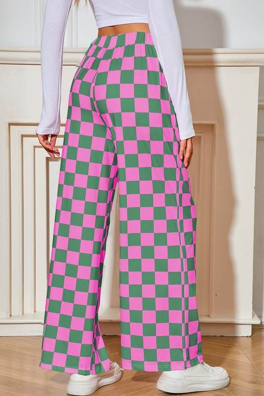 Checked Print High Waist Wide Leg Pants - Shop Style & More | Fresh Looks, Everyday Deals & Free Shipping