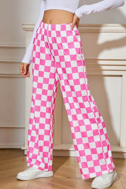 Checked Print High Waist Wide Leg Pants - Shop Style & More | Fresh Looks, Everyday Deals & Free Shipping