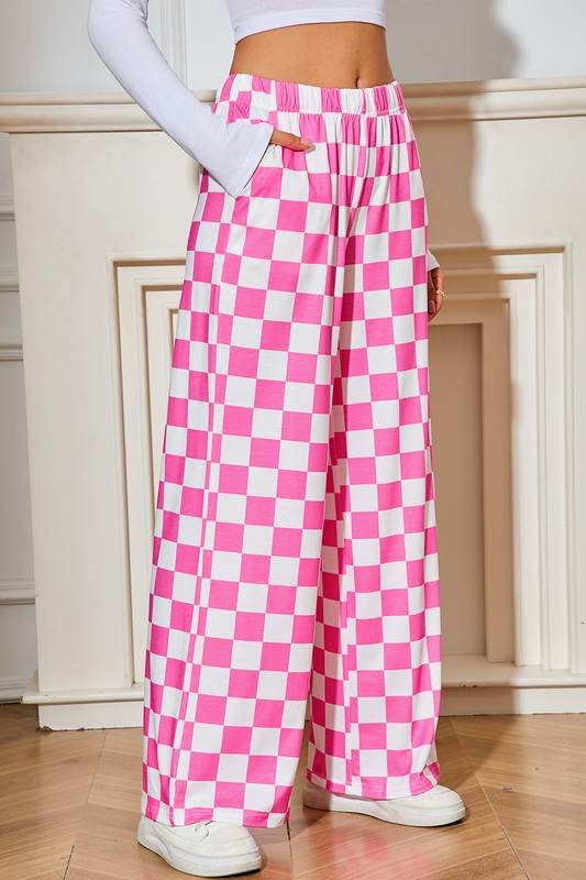 Checked Print High Waist Wide Leg Pants - Shop Style & More | Fresh Looks, Everyday Deals & Free Shipping