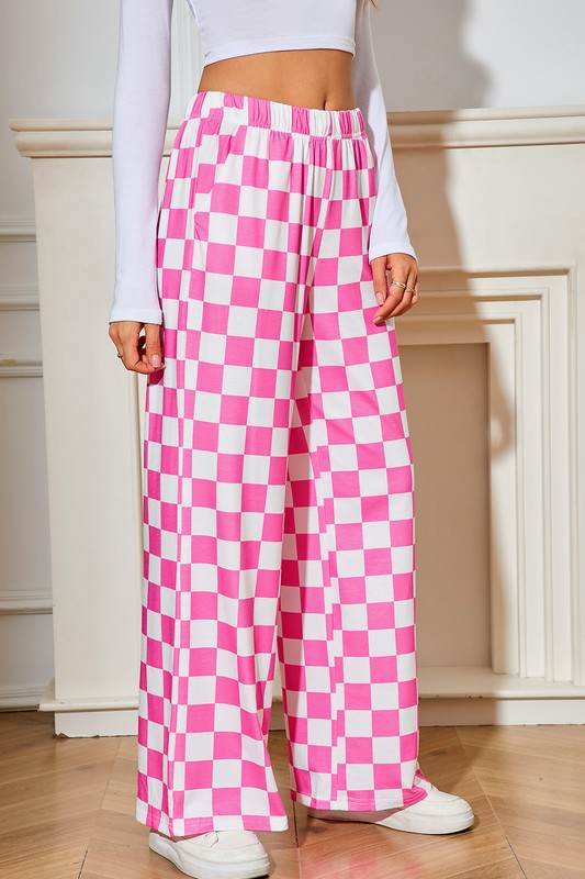 Checked Print High Waist Wide Leg Pants - Shop Style & More | Fresh Looks, Everyday Deals & Free Shipping