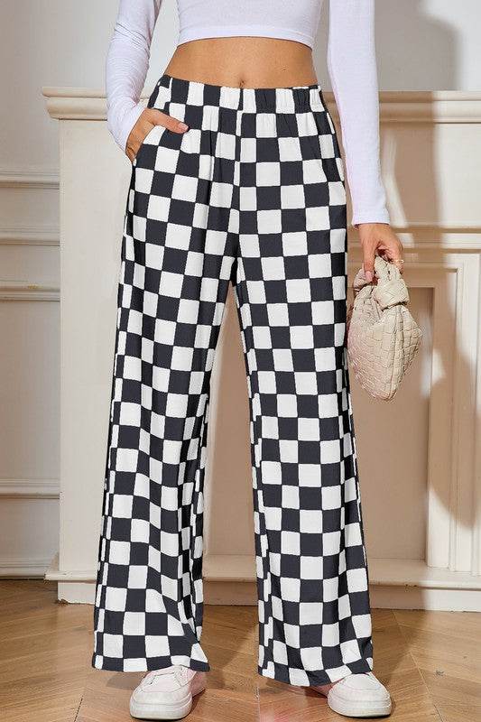 Checked Print High Waist Wide Leg Pants - Shop Style & More | Fresh Looks, Everyday Deals & Free Shipping