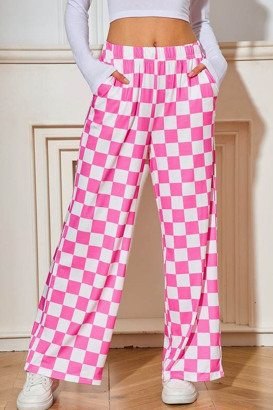 Checked Print High Waist Wide Leg Pants - Shop Style & More | Fresh Looks, Everyday Deals & Free Shipping