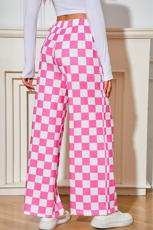Checked Print High Waist Wide Leg Pants - Shop Style & More | Fresh Looks, Everyday Deals & Free Shipping