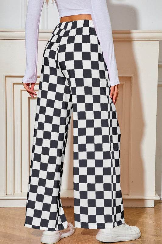 Checked Print High Waist Wide Leg Pants - Shop Style & More | Fresh Looks, Everyday Deals & Free Shipping