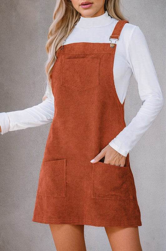 Corduroy Front Pockets Overall Dress - Shop Style & More | Fresh Looks, Everyday Deals & Free Shipping