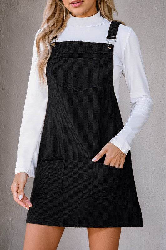 Corduroy Front Pockets Overall Dress - Shop Style & More | Fresh Looks, Everyday Deals & Free Shipping