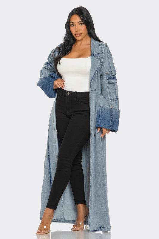 Longline Denim Trench Coat - Shop Style & More | Fresh Looks, Everyday Deals & Free Shipping