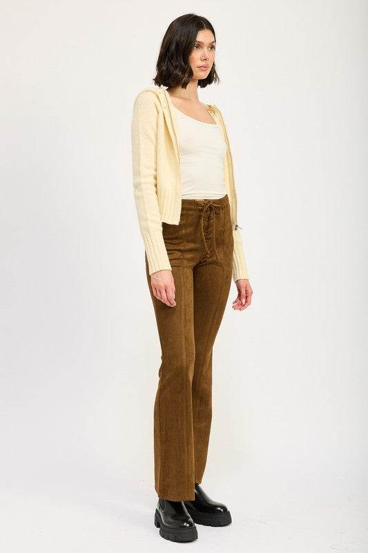 LACE UP SUEDE FLARED PANTS - Shop Style & More | Fresh Looks, Everyday Deals & Free Shipping