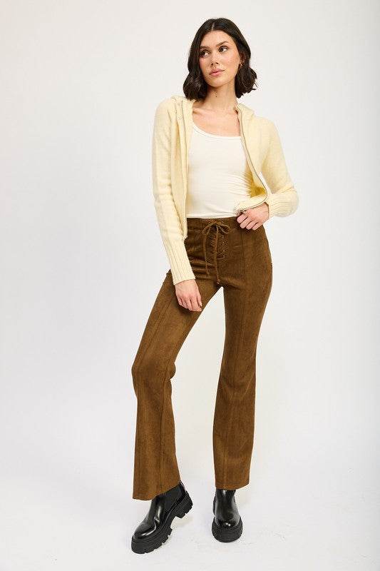 LACE UP SUEDE FLARED PANTS - Shop Style & More | Fresh Looks, Everyday Deals & Free Shipping