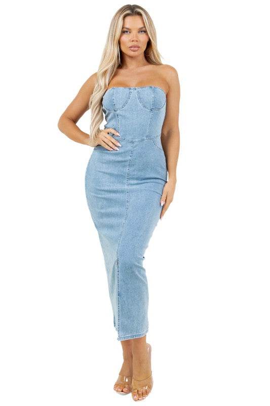 WOMEN FASHION LONG MAXI DENIM DRESS - Shop Style & More | Fresh Looks, Everyday Deals & Free Shipping