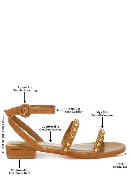 Flippity Studded Ankle Strap Flat Sandals - Shop Style & More | Fresh Looks, Everyday Deals & Free Shipping