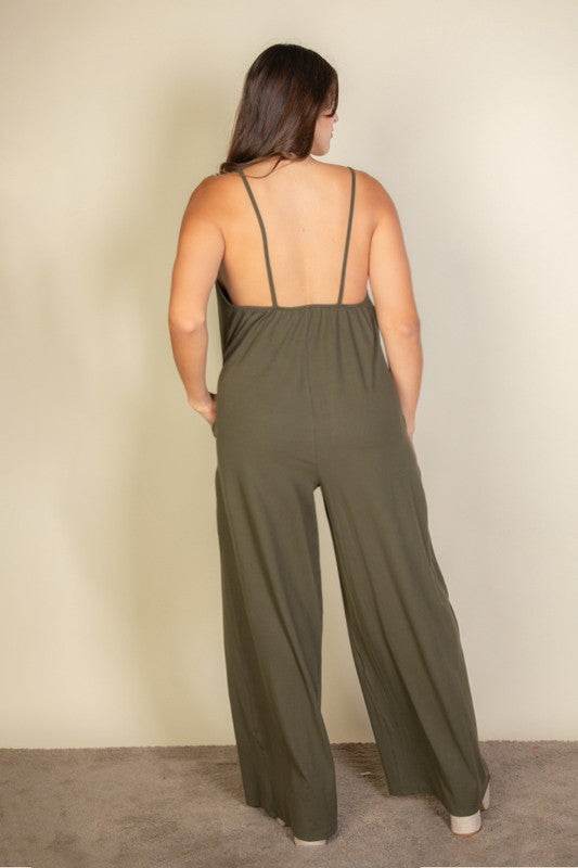 Plus Spaghetti strap solid wide jumpsuit - Shop Style & More | Fresh Looks, Everyday Deals & Free Shipping