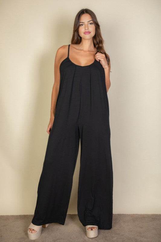 Plus Spaghetti strap solid wide jumpsuit - Shop Style & More | Fresh Looks, Everyday Deals & Free Shipping